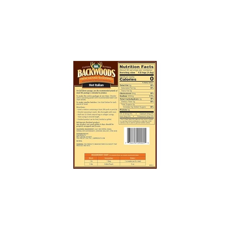 LEM Backwoods Hot Italian Sausage Seasoning for 5 lbs