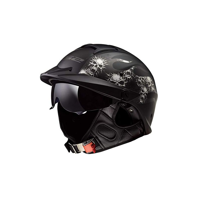 LS2 Helmets Rebellion Motorcycle Half Helmet (Bones - X-Small)