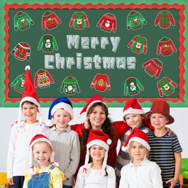 48 Pcs Ugly Sweater Cutouts Classroom Bulletin Board Decorations Cute Ugly Sweater Paper Cutouts Christmas Bulletin Board Cutouts for Christmas Party Classroom Chalkboard Wall Decor
