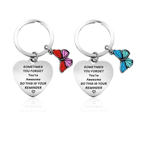 OAAO 2 Pieces of Butterfly Keychains, Inspirational Keychains for Women,