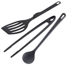 Westmark Roasting Set of 3: Serving Tweezers, Spatula and Mixing Spoon, Plastic, Length: 29 to 33 cm, Black, 203522E7