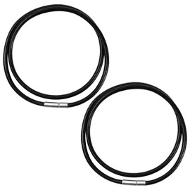 Emperoch 2 Pcs Leather Necklace,3mm Leather Cord Necklace,Leather Necklace Cord with Clasp,45cm Black Leather Braided Rope,Waterproof Braided Leather Cord Chain Necklaces