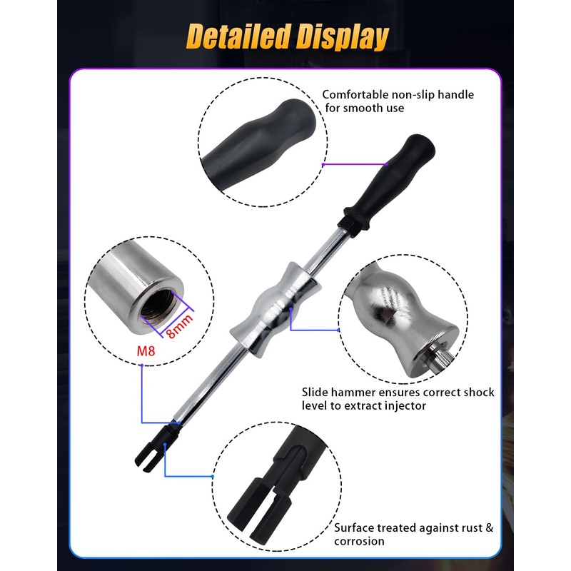 GLEXQLAO Fuel Injector Puller Removal Tool Kit Compatible with Ford