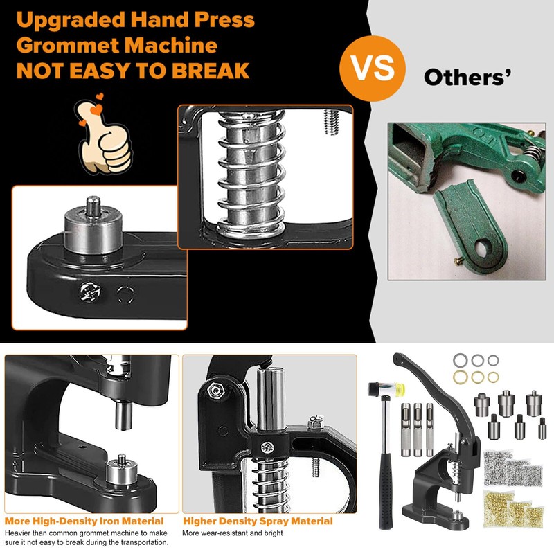 Grommet Machine Eyelet Hand Press Punch Tool 3 Dies 3000