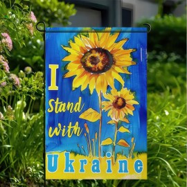 BlissYard I Stand with Ukraine Garden Flag Ukraine Sunflower Flags Lawn Front Porch Outdoor Small Tapestry Yard Sign 12x18 Inch Double Sided Stop the War Peace Gifts Garden Flag