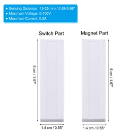 PATIKIL Surface Mount Wired NC Door Contact 5 Pieces 0-100 V/0.5 Amp Magnetic Reed Switch for Home Alarm Security System White