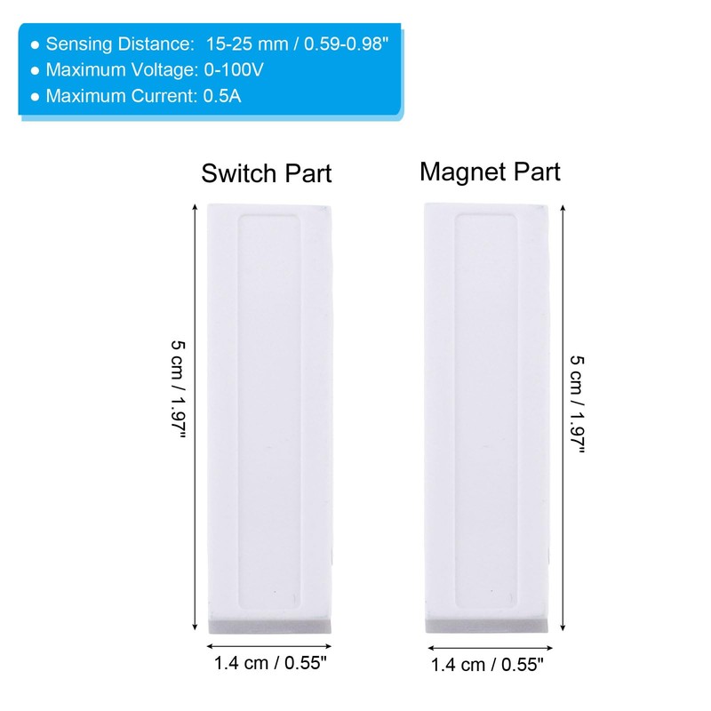 PATIKIL Surface Mount Wired NC Door Contact 5 Pieces 0-100