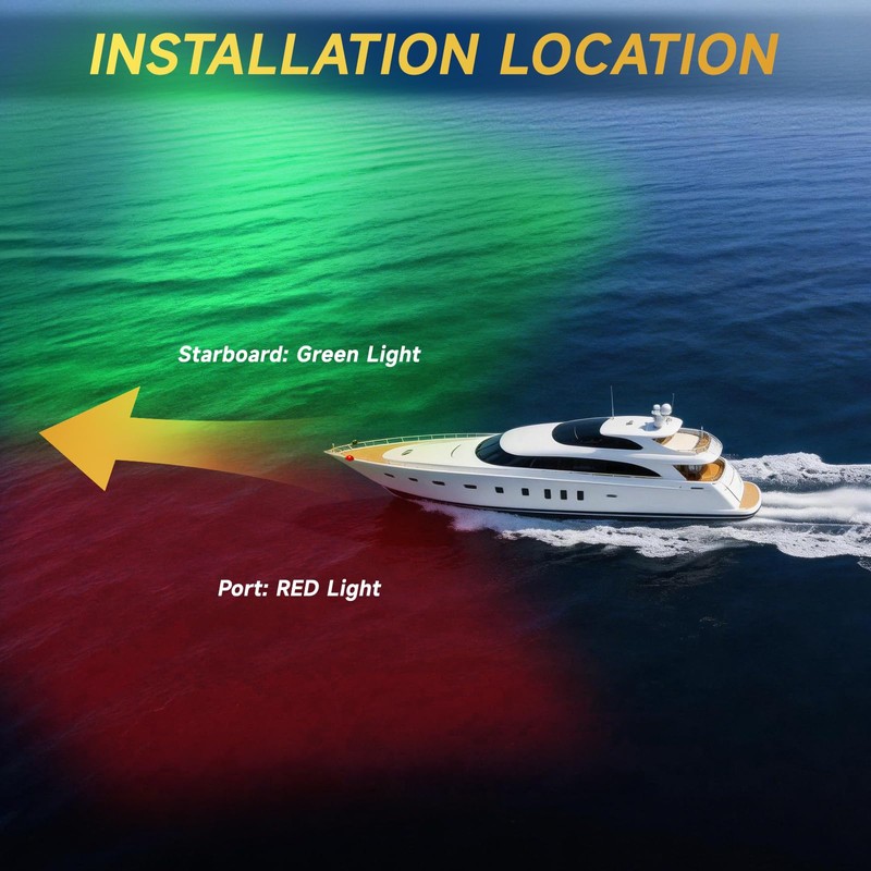 AMBIPASION Boat Navigation Lights, LED Red and Green -black