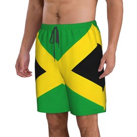 ZBDSKLEX Jamaica Men's Swim Trunks Board Shorts Quick Dry Swimsuit with Mesh Lining Jamaica Flag Beach Shorts