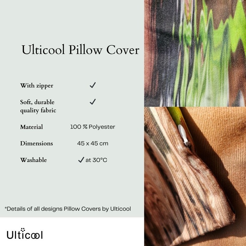 Ulticool - Cushion Cover - Safari Tere Natural Giraffe Elephant