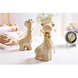 ELECNOVA Ceramic Giraffe Figurine Statue Bell Deer Home Garden Chrismas Decor Ornament Collectible-2 Sets