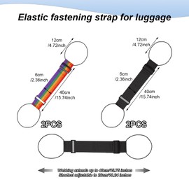 Pack of 4 Elastic Fastening Straps for Luggage, Adjustable Luggage Strap, Portable Luggage Strap, Suitcase Strap for Attaching Bags (Black and Colour)