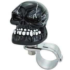 Lunsom Steering Wheel Knob, Skull Shape Driving Power Handle Control Suicide Knob Spinner Car Turning Aid Helper Fit Most Vehicle (Black B)