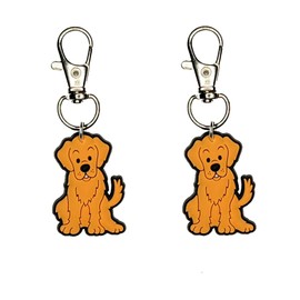 Golden Retriever Zipper Charm Set of 2 Badge Reel Accent Purse Collar Charm Puppy