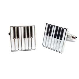 Piano Keys Cufflinks Gift Music Fan Cuff Links (White Silver)