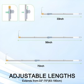 Truck Bed Grabber Tool, Truck Cargo Grabber Reach Retriever Tool 34-70" Thickened Stainless & Sturdy Truck Cargo Retrieval Pole with Two Hooks - Efficient, Easy Use, Portable - For Pickups, Cargo