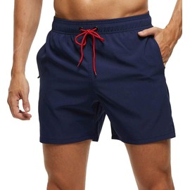 Tyhengta Mens Swim Trunks Quick Dry Stretch Shorts with Zipper Pockets and Mesh Lining Navy 38