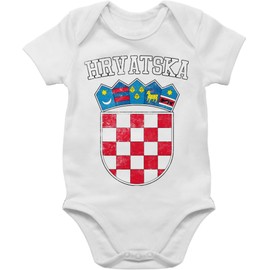 Shirtracer - Baby Bodysuit Boy Girl - 2024 Football European Championship Fan Item - Croatia Coat of Arms Hrvatska Croatian, 1 White