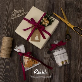 Ribbli Burgundy Gold Moss Velvet Ribbon 3 Rolls Double Faced 3/8 Inch 18-Yard with Wooden Spool Use for Christmas Tree Ornaments Gift Wrapping Wreath Decoration Wedding Boutonnieres