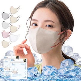 cicibella 冷感マスク 44枚 ３D不織布 接触冷感 立体マスク 使い捨て 冷感不織布マスク 小顔 不織布マスク ダイヤモンドマスク 口紅が付きにくい バイカラー hanami【7】ラベンダー×紐レッド