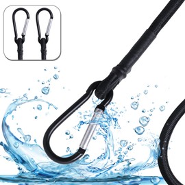 Bungee Cord with Carabiner Hook Clip|2 Pack Black Rubber Heavy Duty Straps Elastic Rope Locks onto Anchor Points for Outdoor Tent/Bike/Transporting/Luggage Rack/Cargo/Camping/RV/Hand Carts(72"