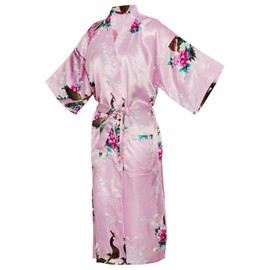 CRFASIBE Japanese Kimono Robe for Women, Traditional Japanese Party Costume, Long Peacock Robe, Kimono Mask, Hand Fan Socks Set, pink