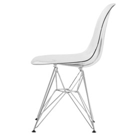 HomeStock Tuscan Temptations Molded Eiffel Side Chair, Hand Brushed Chrome Legs, Plastic with Protective Floor Pads - 32" x 18" x 17"