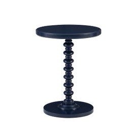 Powell Navy Blue Tarkin Round Turned Spindle Pedestal Side Accent Table