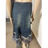 West 36th Blue Denim Beaded Embroidery Lace Boho Asymmetric Zip