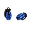 Set of 2 Valve Caps, Hand Grenade, Blue Anodised