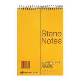 National Steno Notebook, Gregg-Ruled, Green Eye-Ease Paper, Brown Cover, 6" x 9", 60 Sheets (36646)
