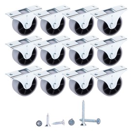 (Pack of 12) 40mm Small Wheel Casters Rubber Casters Casters for Furniture Non-Plastic Casters Non Swivel Device & Equipment Small Wheels Screws Included Casters Set (12)