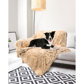 PJYuCien Large Dog Blanket - Premium Plush Reversible Throw, Fleece Sherpa Pet Blankets for Furniture, Sofa Bed Cover 60"x50", Extra Soft & Warm, Brown