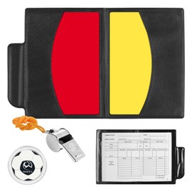 ZWQLZG Referee Set Football, Yellow Red Card Football, Referee Whistle Lanyard, Referee Cards with Bag Scorebook, Football Coin for Football School Training