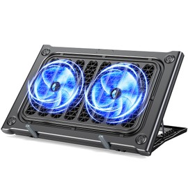 MOKURU Laptop Cooling Pad Stand, Laptop Cooler with 2 Silent Fans for 10-15.6 Inch Laptops,6 Levels of Height Adjustable Wind Speed with 2 USB Ports (Black)