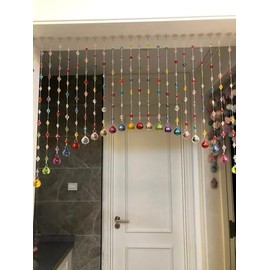 Crystal Beaded Curtain, Multicolor Hanging Door Decoration with Acrylic Balls, Rainbow String Room Divider (20 Strings)