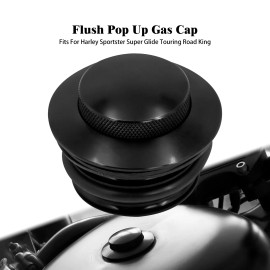 HDBUBALUS Black Flush Mount Pop Up Vented Fuel Tank Gas Cap Fit For Touring Softail Dyna