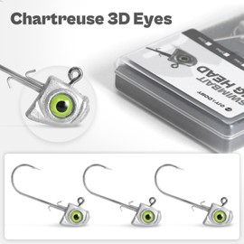 OJYDOIIIY OJY&DOIIIY Swimbait Jig Heads with Chartreuse Fish Eye, 1/4oz Jigheads for Freshwater&Saltwater Fishing 15-Pack