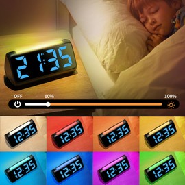 Netzu Digital Alarm Clocks for Bedrooms, Bedside Clocks with Night Light, Large Display, Dual Alarm, Snooze, LED Desk Dimmable Alarm Clock for Kids Teens