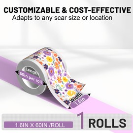 SLGCBL Silicone Scar Sheets, Reusable Silicone Scar Tape Roll for Surgical Scars & C Section (1.6” x 60”) Silicone Strips for Face, Body, Burns & Keloid Scars (Pattern 1)