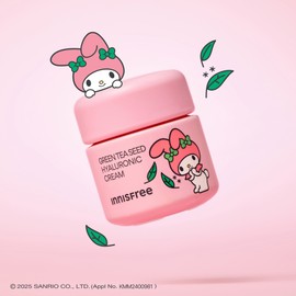 Innisfree / 이니스프리X마이멜로디 그린티 씨드 히알루론산 수분크림 / 진정 보습 속건조 화잘먹 50mL, 1개 (단지형)