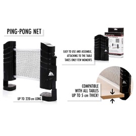 meteor Table Tennis Net Portable 220 cm / 86 inch Instant Retractable Replacement Ping Pong Rack Accessory Nets Adjustable Any Table Travel Holder Indoor Outdoor Sports Accessories Great