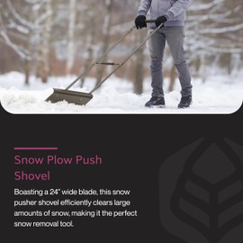 Yard Butler Snowplow Push Shovel, ISPP-24 - No-Bend Shovel for Easy Snow Clearing - Ergonomic Design - Two-Handed Cushioned Grips - Powder-Coated Steel Construction - Improved Simple Assembly