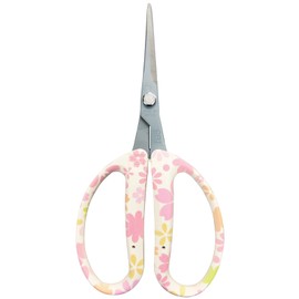 CHIKAMASA CRI-550SRF(Cherry Blossom), The Specialty Trimming Precise Scissors, Stainless Steel with Fluorine Coating, Curved Blade for Trimming, harvesting vegetables and fruit. (Cherry Blossom)