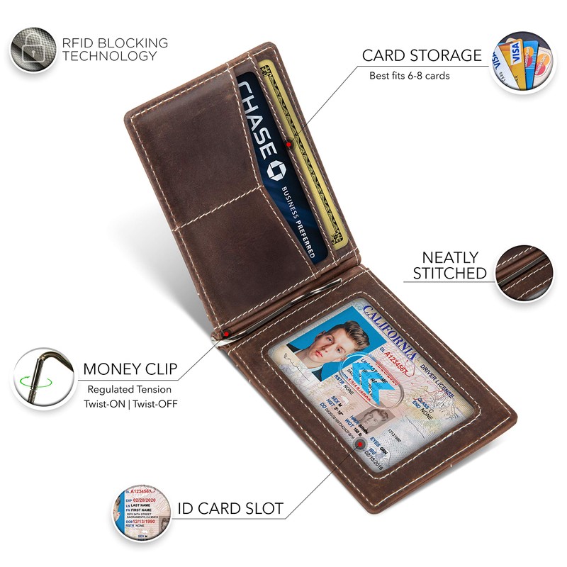 SERMAN BRANDS RFID Blocking Wallet Slim Bifold - Genuine Leather