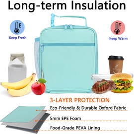 GYEUKHAM Lunch Box for Kids Boys Girls Men Women, Insulated Small Soft Cooler Lunch Bag Kit for School Work Picnic Travel - Reusable Portable lunchbox, Green