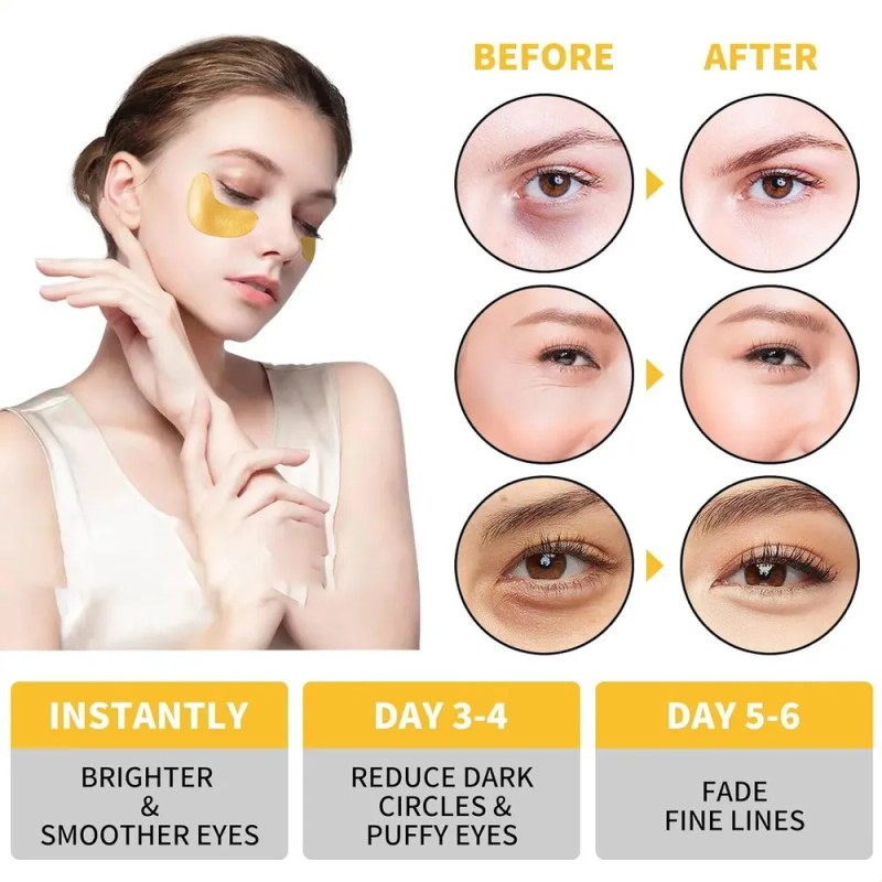 Parches Para Debajo De Los Ojos, 120 Unidades, Máscara Dorad
