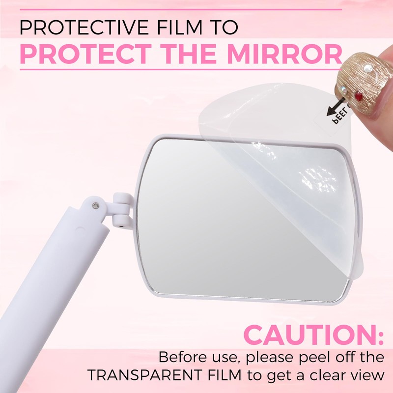 Miuffue Flexible Large Square Lash Mirror, 260°Rotation Folding Portable Eye