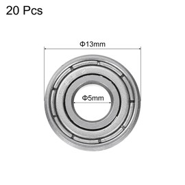 sourcing map 20pcs 695ZZ Deep Groove Ball Bearings 5x13x4mm Chrome Steel Bearing Double Sealed Precision Bearings, P0 (ABEC 1)