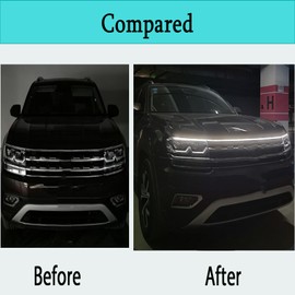 TAOZHUGONG Car Daytime Running Light, 180 cm Waterproof Car Strip Light, Car Bonnet Light Strip, 12 V LED Strip Car Flexible Waterproof Car Strip Light for SUV Car Trucks (180 cm)